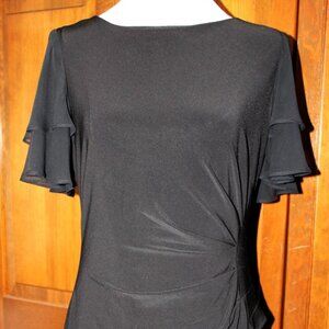 Dress, black, cinch side, sheer layered short sleeve, Jessica Howard, size 10p
